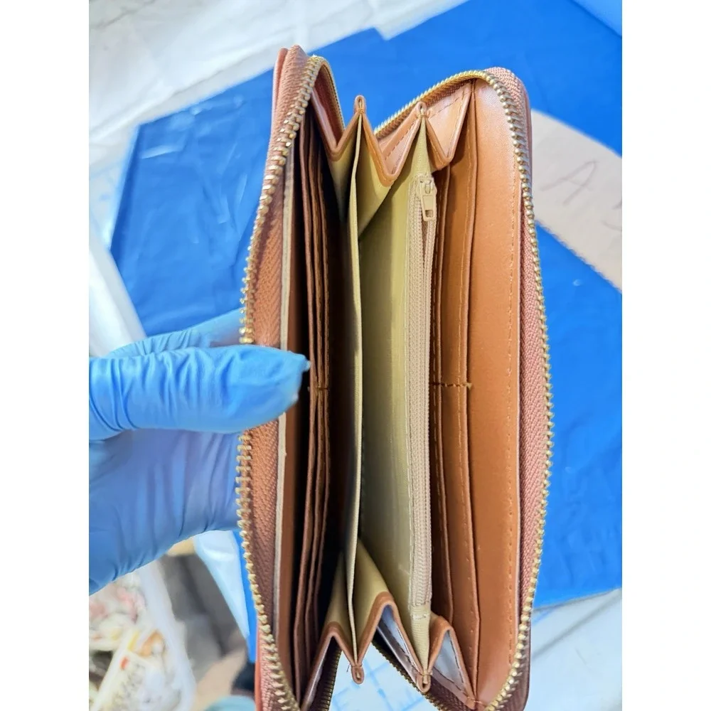 Coach Orange Zip Around Wallet Leather Organizer